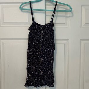 Sky and Sparrow Navy Button Floral Romper Junior Medium
